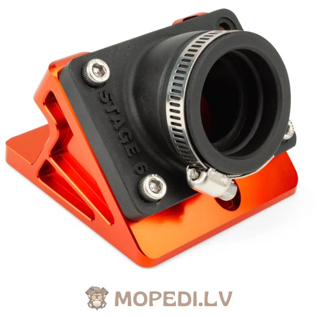 Stage6 R/T ! SOFT ! intake manifold + spacer short straight 28-26mm Minarelli (Yamaha Aerox) orange