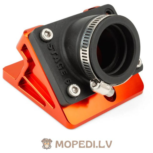 Stage6 R/T ! SOFT ! intake manifold + spacer short straight 28-26mm Minarelli (Yamaha Aerox) orange